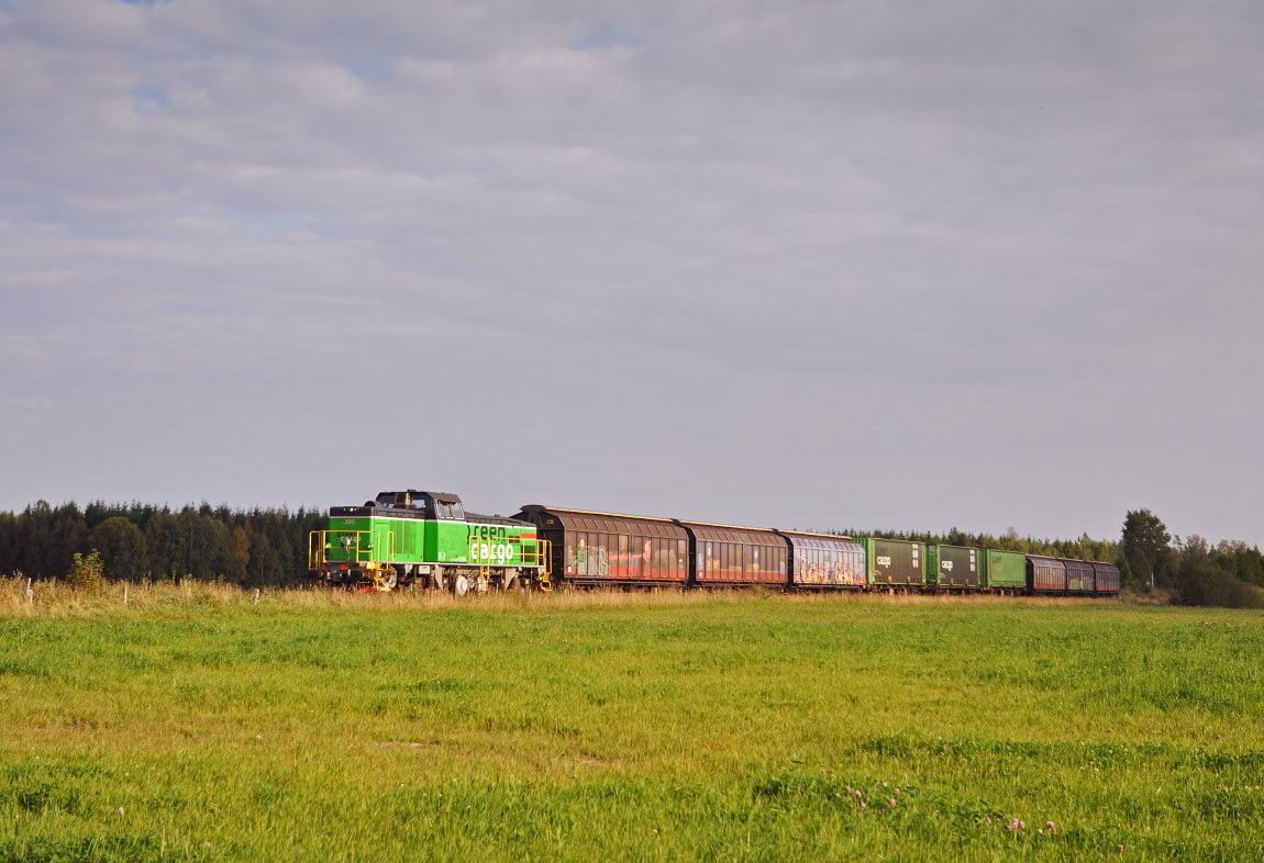 Bild: Godståg 6354 Vetlanda-Nässjö med Td 390 vid Sjöeryd nära Rödjenäs 2014