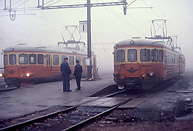Bild: Möte mellan X16-motorvagnar i Daglösen 1975