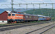 Bild: Tåg mot Narvik i Abisko 1992