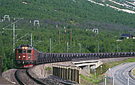 Bild: Tomtåg mot Kiruna vid Abisko 1992