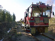 Bild: Utfarten i Arvidsjaur med uppställda banarbetsfordon