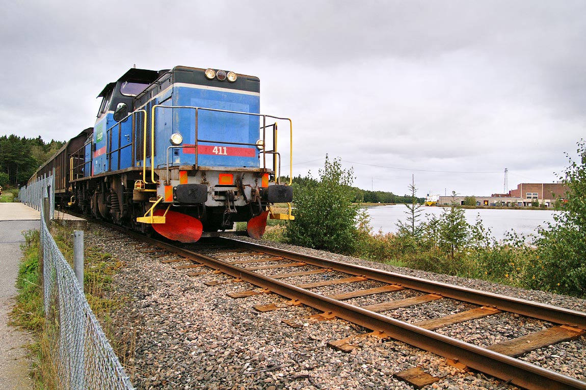 Bild: T44 411 med godståg ankommer Hallstavik 2006