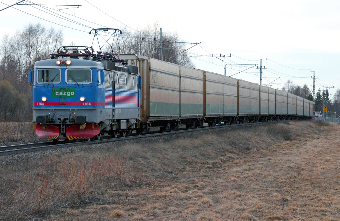 Green Cargo Rc4 1164 med godståg mot Piteå vid Öjebyn 2007. Foto Markus Tellerup.