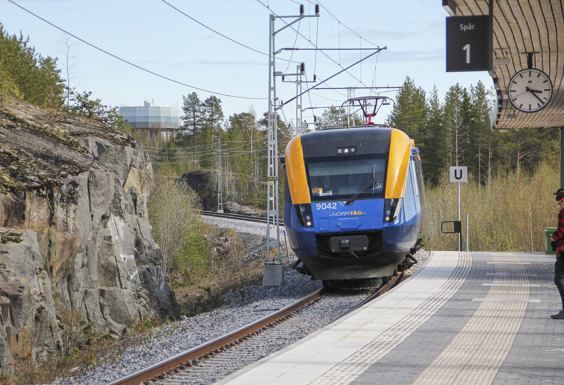 Bild: Norrtågs persontåg ankommer Kalix 25 maj 2021