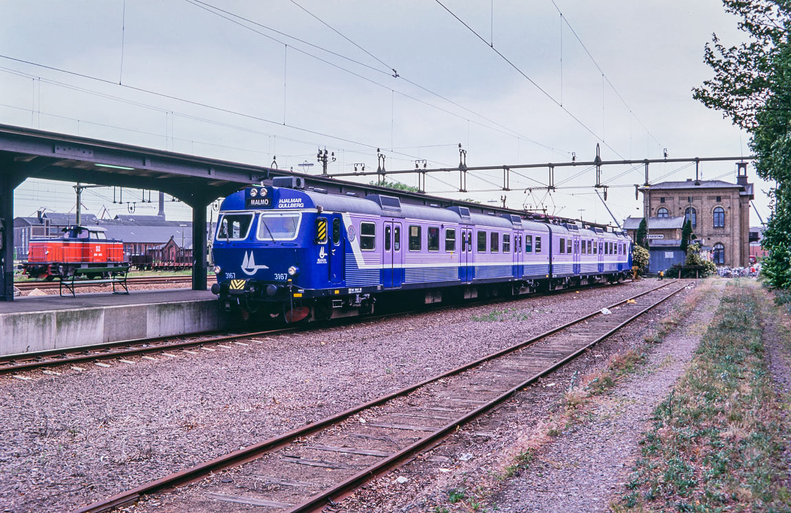 Pågatåg på den gamla stationen i Landskrona 1993