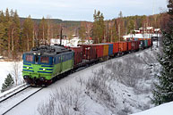 Bild: Inlandsgods Ma 882 med tåg norr om Rättvik