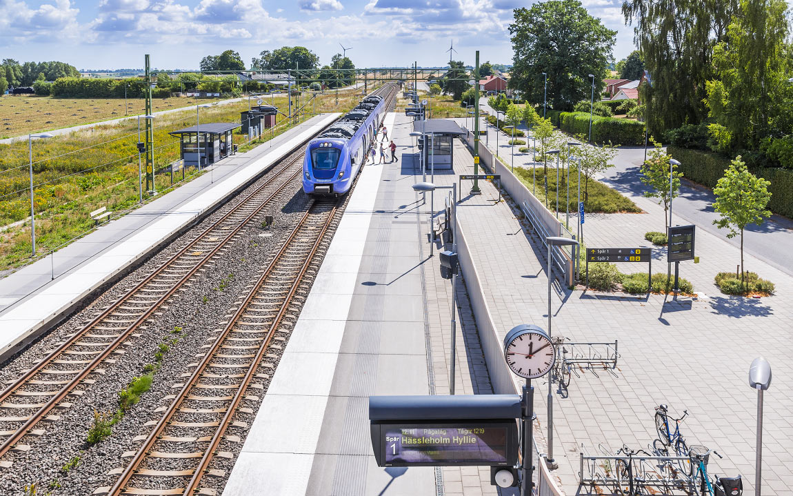 Bild: Pågatåg mot Malmö gör uppehåll i Önnestad 2018