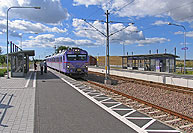 Bild: Tåg mot Simrishamn i Rydsgård 2004