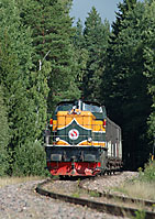 Bild: T43 107 med tåg vid Släbråten