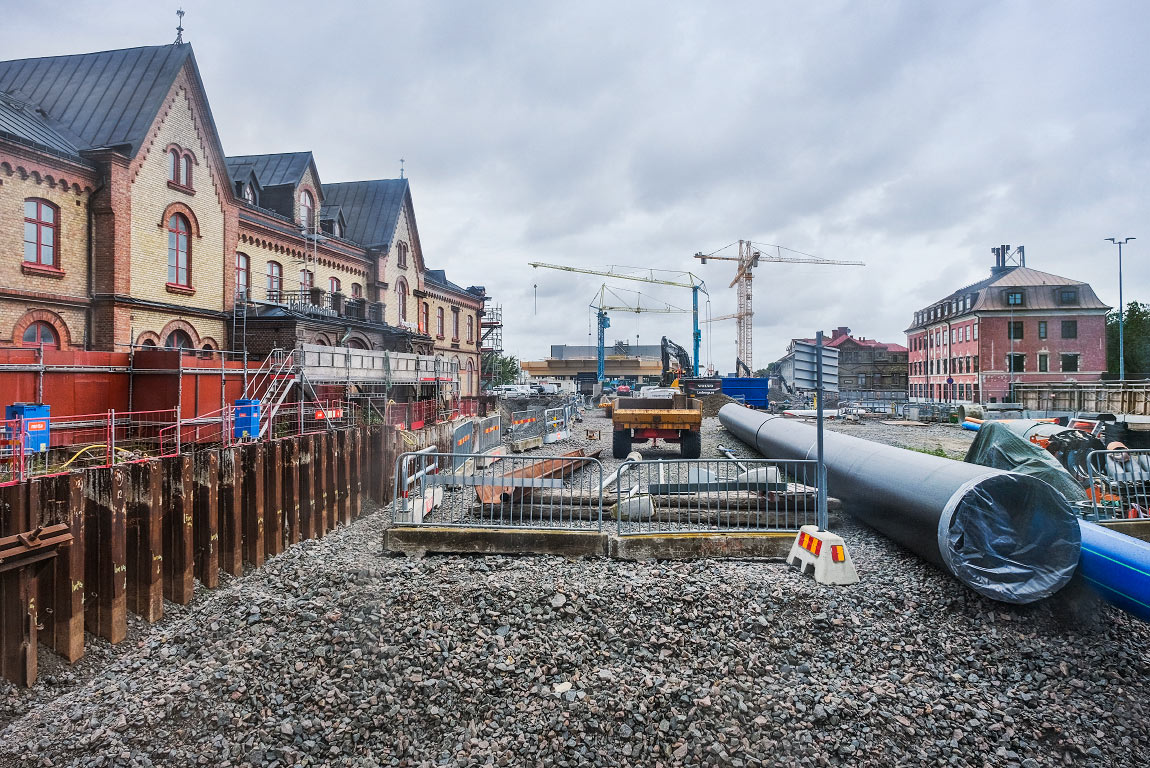 Den nya stationen i Varberg under byggnad 2024