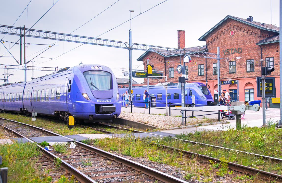Bild: Pågatåg mot Malmö i Ystad 2014
