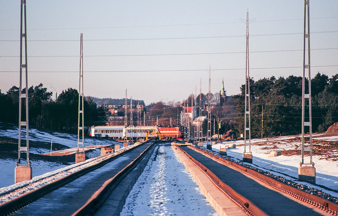 Bild: Dubbelspår under byggnad vid Kävlinge 1996