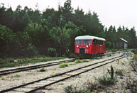 Bild: Hilding Carlsson-rälsbuss i Lärbro 1959